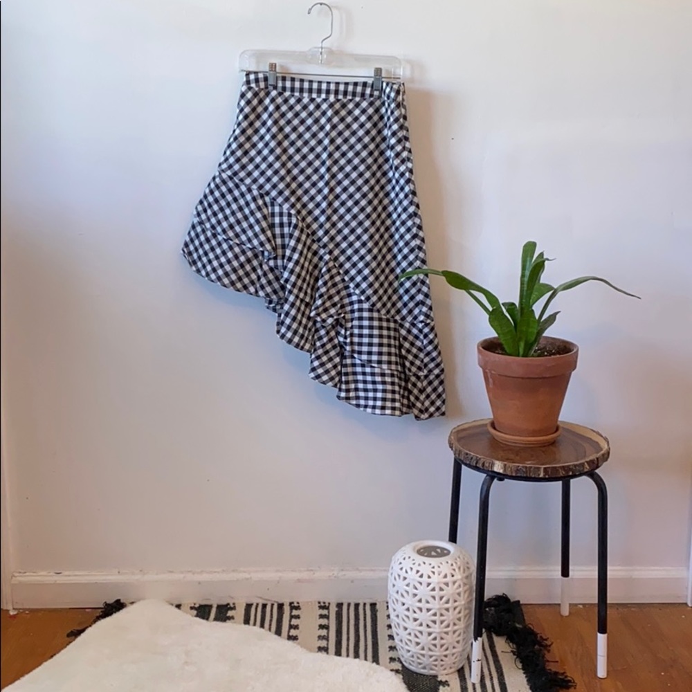 Plaid high low skirt